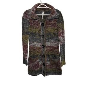Kensie Womens Small Longline Cardigan Sweater Multicolor Wool Blend Y2K